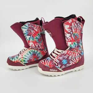 ThirtyTwo Lashed Snowboard Boots Womens 6 Burgundy Tie Dye Winter Sports